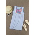 thumbnail image 4 of ABPHQTO Mini vestido recto sin mangas con rayas florales bordadas para mujer, 4 of 5