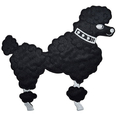 Large Black Poodle - Facing Right - Iron on Applique/Embroidered Patch