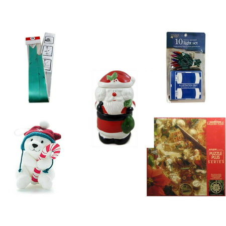 Christmas Fun Gift Bundle [5 Piece] - Myco's Best Pull Bows Set of 10 -  Time Battery Operated 10 Light Set - 3 Piece Santa Potpourri Tealight Warmer  - Snowby the Polar Bear Ornament and Candy (Best Smelling Christmas Potpourri)