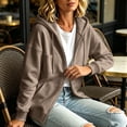 thumbnail image 3 of Guluxicc Fleece Hooded Jackets for Women Drawstring Full Zipper Long Sleeve Solid Athletic Jackets with Pockets for Workout Fall Winter Casual, 3 of 8