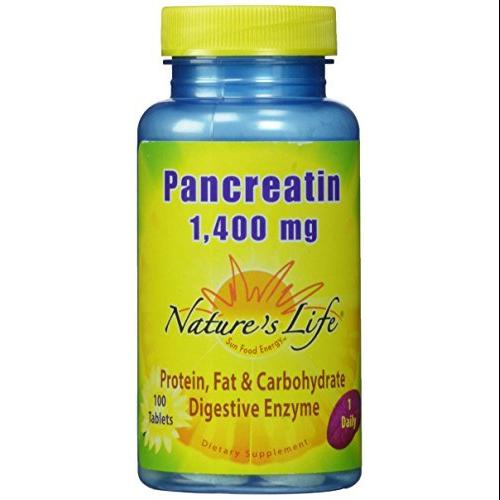 Nature's Life Pancreatin Tablets, 1400 Mg, 100 Count
