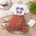 thumbnail image 2 of Rutayy Children Girls Short Sleeve Cartoon Prints Bowknot T Shirt Tops Skirts Suit Trendy Style, Red, 8-9 Years, 2 of 5