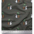 thumbnail image 1 of Soimoi Gray Heavy Satin Fabric Carrot & Rabbit Dots Printed Craft Fabric by the Yard 54 Inch Wide, 1 of 5