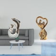 thumbnail image 2 of Estatua moderna y abstracta de una pareja de delfines de cerámica, ideal para sala de estar, oficina, chimenea, soporte de TV, mesa de centro, regalo, 2 of 8