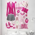 thumbnail image 1 of Fashion Tapestry, Theme in Paris Outfits Dress Watch Purse Perfume Parisienne Landmark, Fabric Wall Hanging Decor for Bedroom Living Room Dorm, 5 Sizes, Beige Pink, by Ambesonne, 1 of 1
