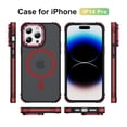thumbnail image 2 of ShellTech Strong  for iPhone 14 Pro Magnetic & Lens Stand Case [Mil-Grade Protection][Adjustable Kickstand] Translucent Slim Hard Back Soft Edge,Red, 2 of 9