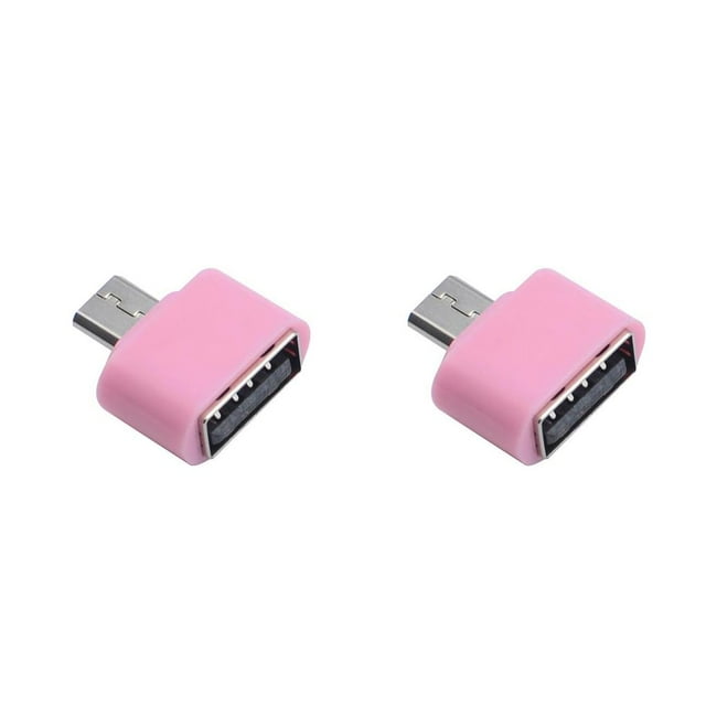 QualitChoice OTG Adapter USB Phone Tablet Data Card Reader Converter Plastic Portable Electronic Connector Replacing Accessory Pink 2Set