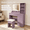 Purple + LED Strip, variant on Purple Vanity Desk Set, LED Strip Light Mirror Makeup Vanity with 3 Color Modes, Padded Stool & Multi Storage, Modern Dressing Table for Bedroom