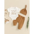 thumbnail image 4 of Hirigin Newborn Baby Boy Girl Clothes Outfits Hi I'm New Here Letter Embroidered Short Sleeve Romper and Pants Hat 3Pcs Coming Home Outfit, 4 of 8