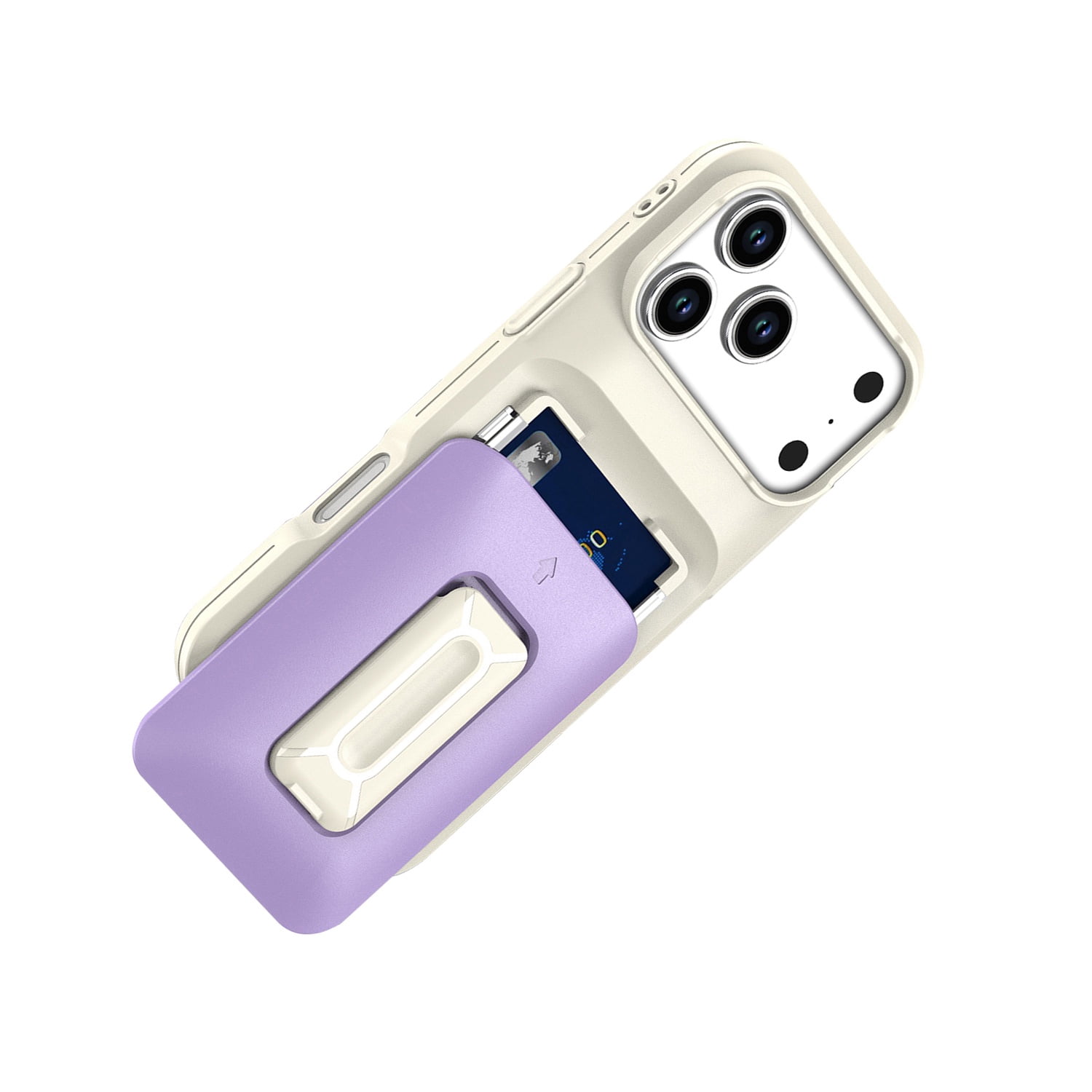 Essential Card Holder Case for iPhone 17 Pro Max - White & Purple