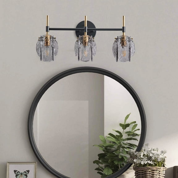 21.26" Modern Vaniy Light, 3-Light Bathroom Light Fixtures with Smoky Glass Shades for Bedroom, Corrider & Entryway
