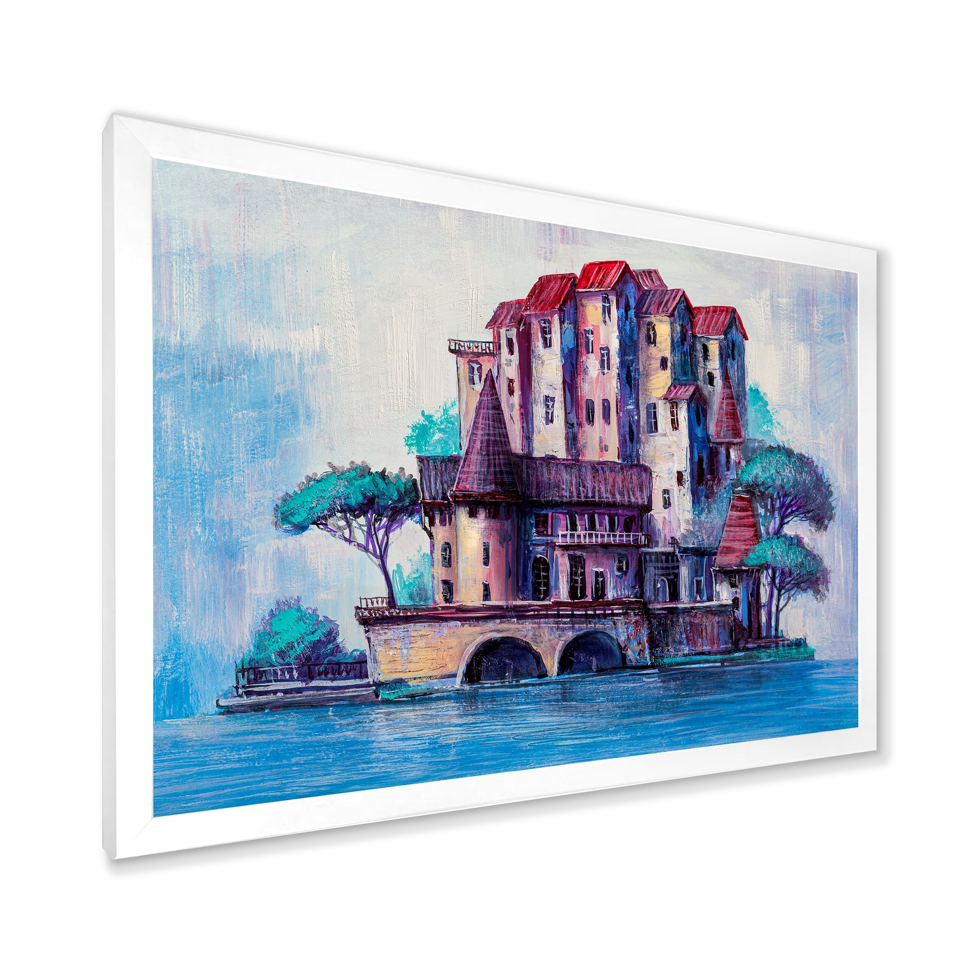 Designart 'Ancient City Skypscrapers By The Bridge' Traditional Framed Art Print