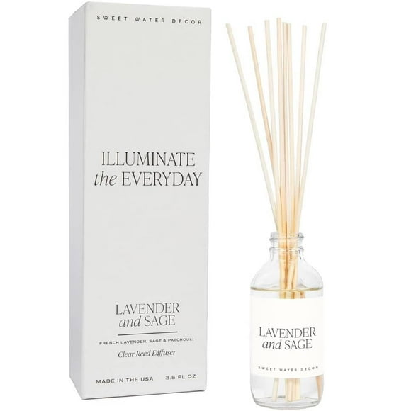 Sweet Water Decor | Reed Diffuser Set | Lavender & Sage Scent For Home and Office | Lasts For 3+ Months | Premium Fragrance Oils | Made In The USA