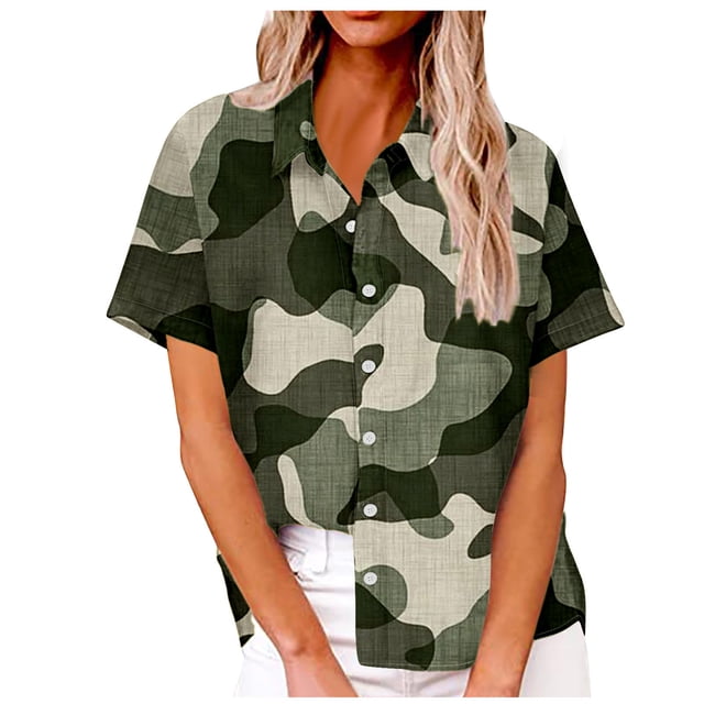 Hauts de Travail pour Femmes Manches Courtes Col Rond Blouse Imprimée T-Shirt Décontracté Mode