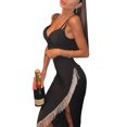 thumbnail image 3 of One opening Women Summer Sleeveless Sling Dress Slit Long Party Dress with Rhinestone Chain Tassels for Cocktail Nightclub Beach, 3 of 8
