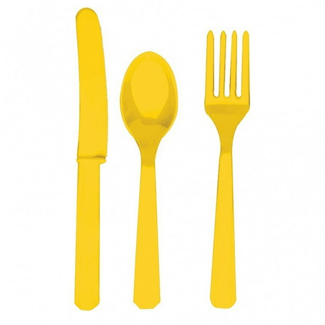Amscan Plastic Party Cutlery Set (Knives, Forks & Spoons) (Set Of 24)