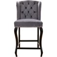 thumbnail image 4 of Meridian Furniture Suri 26"H Velvet Counter Stool in Gray (Set of 2), 4 of 6