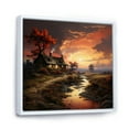 thumbnail image 2 of Designart "Cottage Sunset Tranquility by the Lake I" Landscapes Framed Wall Art - Country Orange Landscape Cottage Entryway Framed Wall Art, 2 of 6