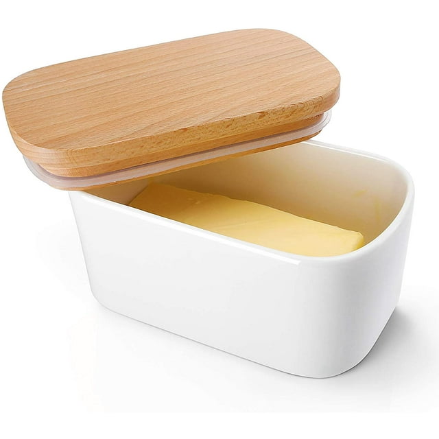 PENGTAI Ceramic Butter Dish with Lid, Blue Butter Holder Container