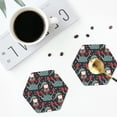 thumbnail image 4 of Rateoe Gnome With Mushroom 2 Drawing Drink Coasters Set of 4 Leather Coasters Spill Protection for Table Desk,Durable and Non Slip Leather Coaster ,4 Inches Drink Mats-Hexagon, 4 of 6