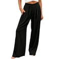 thumbnail image 5 of Women Linen Pants High Waisted Pants for Women Wide Leg Plus Size Palazoos with Pockets Womens Summer Beach Vacation Long Trousers, 5 of 5