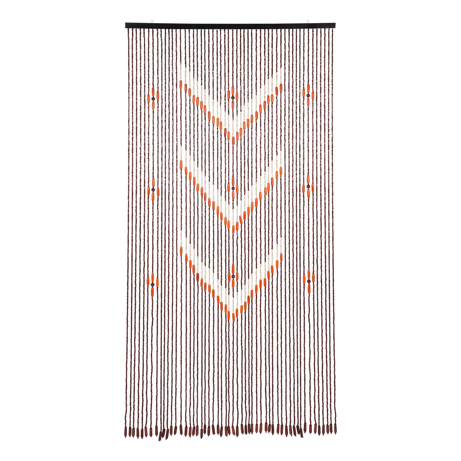 Wildnix Bamboo and Wood Beaded Curtain with Bottom Pendant, Coffee Color, Handcrafted Chinese Style, Vintage Door or Window Hanging, Easy Installation, Home Decoration