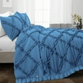 thumbnail image 2 of SGI Bedding 3 Piece Cotton Diamond Ruffle Duvet Cover Light Gray Solid 600TC King, 2 of 8