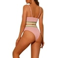 thumbnail image 3 of Conjuntos de bikini de canalé para mujer INSPIRE CHIC, traje de baño de dos piezas con tirantes ajustables, 3 of 5