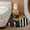 thumbnail image 2 of Round Rugs 4 Ft, Red American Flag Non Slip Area Rugs for Kitchen Bedroom Entryway, Sunflower Vintage USA Flag Washable Carpet Runner Rug Floor Mats for Bedroom Home Decor, 2 of 8