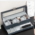 thumbnail image 2 of ProCase Caja para Reloj de 6 Ranuras, Estuche Organizador de Relojes de 2 Pisos con Tapa Vidrio Anti-polvo Almacenaje Guardarrelojes para Hombres y Mujeres (Azul Oscuro), 2 of 14