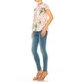 thumbnail image 5 of Women's Floral Print Overlapping Short Sleeve Top with Front Tie Collar, 5 of 5