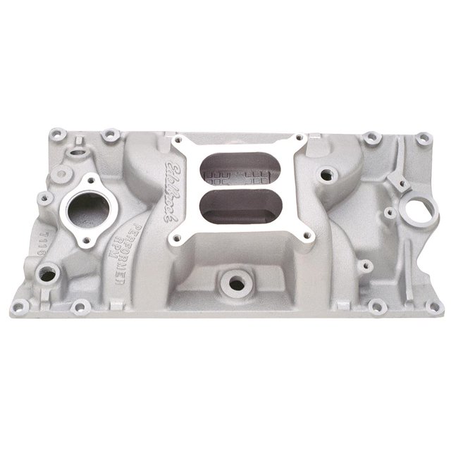 Edelbrock Intake Manifold 7116 Performer RPM; For Use With Small Block Chevy 262-400 Engines; Single 4 Barrel; Square Bore/Spread Bore Flange; Dual Plane; Use With Vortec Style Heads; 1500-6500 RPM