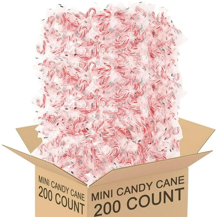 Mini Candy Canes Peppermint 200 Count Red & White - Individually Wrapped | Holiday Candy Christmas Stocking Stuffer Dessert Topping Party Favor (2 x 100 Pack)