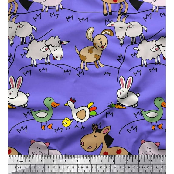 Soimoi Poly Georgette Fabric Bird & Animals Cartoon Fabric Prints by Yard 42 Inch Wide