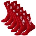 thumbnail image 1 of Calcetas antideslizantes SpotRed 5Pares Rojo 6-12.5US TapeDesign Calcetines Tubo Medio Algodón., 1 of 2