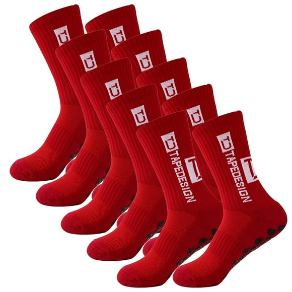 Calcetas antideslizantes SpotRed 5Pares Rojo 6-12.5US TapeDesign Calcetines Tubo Medio Algodón.