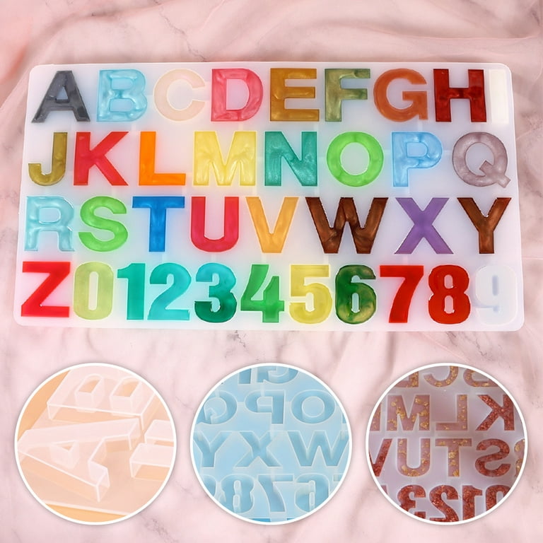 IGaiety Alphabet Silicone Molds Epoxy Resin Molds Backwards Number Molds Kit Reverse Letters DIY Molds with 431 Pcs Accessories for Beginners Jewelry