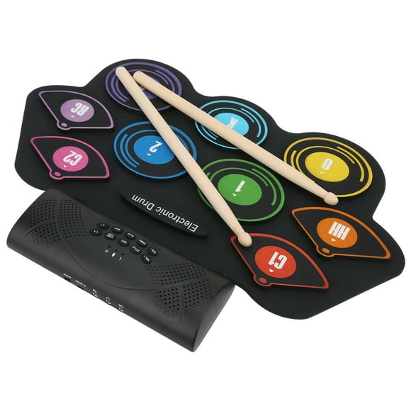 Drum Set, Stereo Drum Kit Drum Practice Pad Kit Foldable For Birthday Gift For Christmas Gift For Kids Adult Beginner EU Plug 100-240V