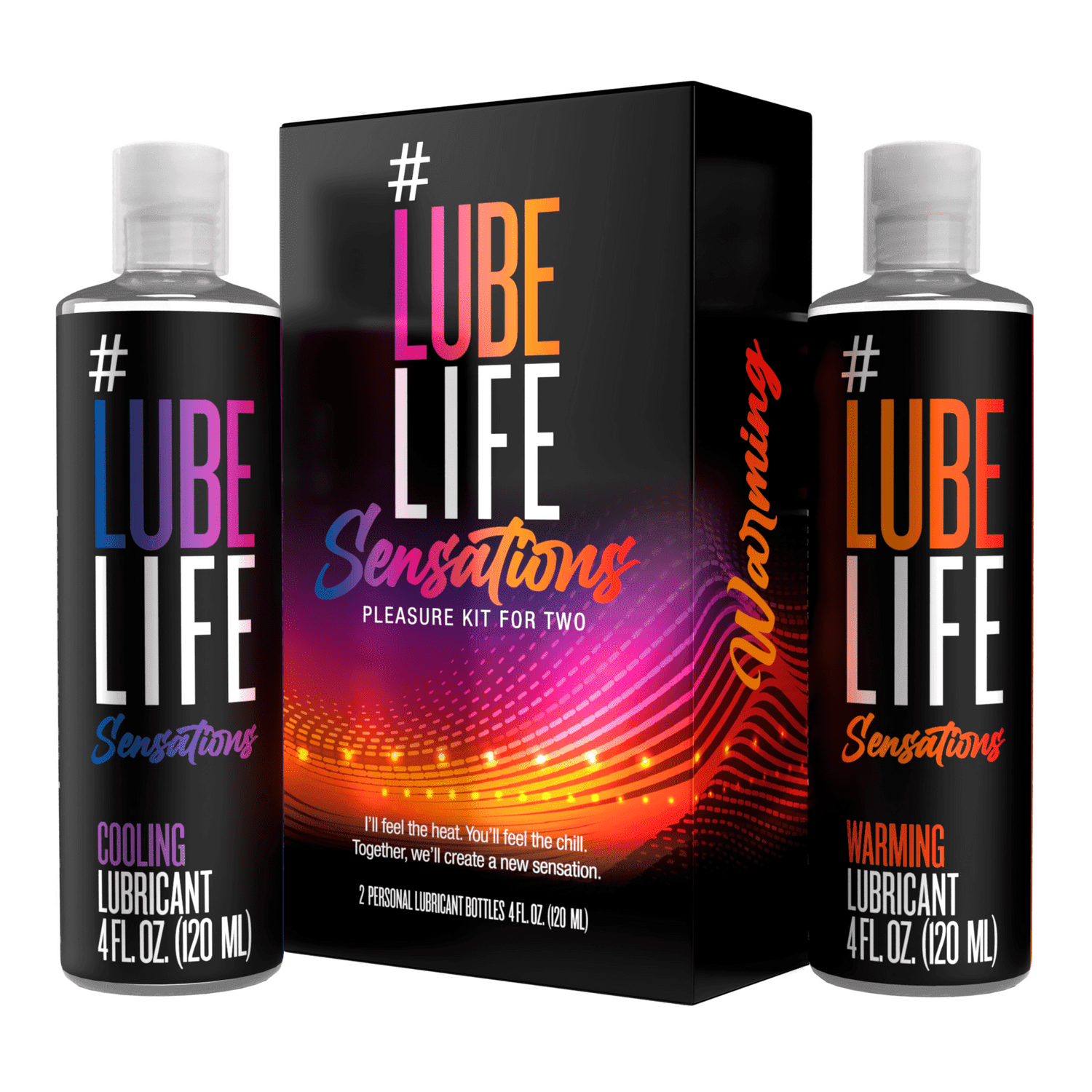 LubeLife Sensations Kit Couples Personal Lubricant, 4Fl Oz(Pack of 2) Cooling and Warming Lubricant, Sex Lube for Men, Women and Couples image