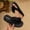 Black, variant on Women's Flip Flops Toe Post Floral Embellishment Comfort Flat Sandals Summer Vacation Outdoor Shoes
