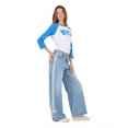 thumbnail image 3 of Forever 21 Women's Light Wash Y2K Low-Rise Baggy Jeans, Side Stripe & Bow Accent, for Everyday Casual Wear, Size 6, 3 of 6