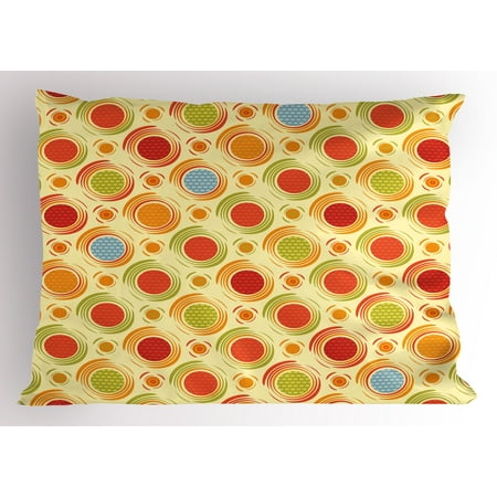 - Abstract Pillow Sham Repeating Pattern Colorful Big Little Polka Dots Circles Diagonal Striped Design, Decorative Standard Size Printed Pillowcase, 26 X 20 Inches, Multicolor, by Ambesonne