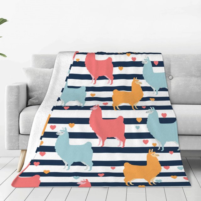 Balery Colorful Llama Manta de Felpa Suave y Acogedora – Cobija de Franela Aterciopelada para Cama, Lavable y Cálida para Sofá, Mascotas, Transpirable-60"x50"