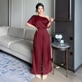 thumbnail image 3 of Women's One Shoulder Wide Leg Jumpsuit Elegant High Waist Dressy Evening Party Outfit, 3 of 7