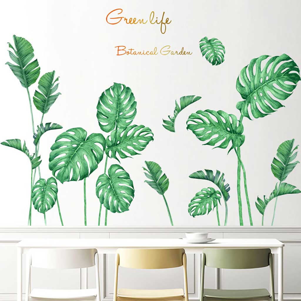 Wall Stickers DIY Beach Tropical Palm Leaf Wallpaper Home Bedroom Wall Vinyl 