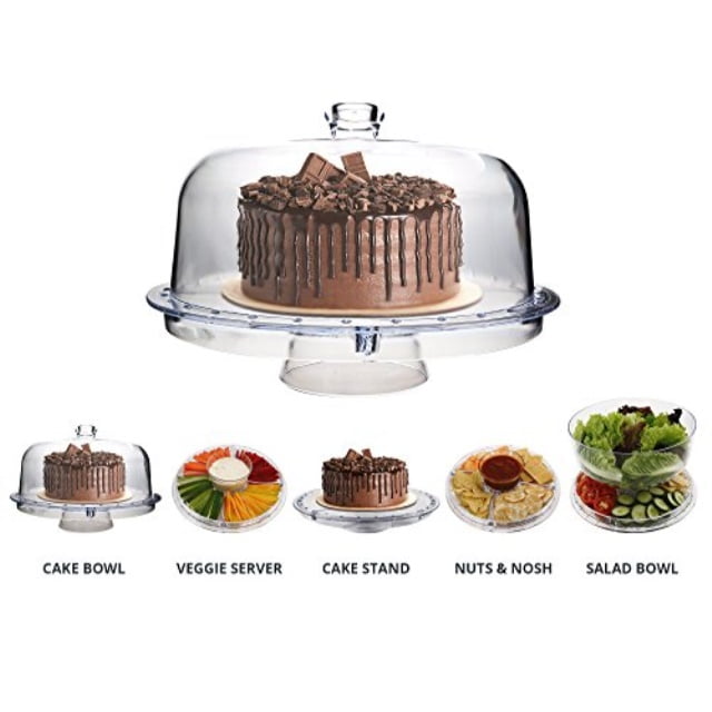 Cake Stand Dome Multifunctional 5 IN 1 Modern Design Salad Bowl Plastic Cover
