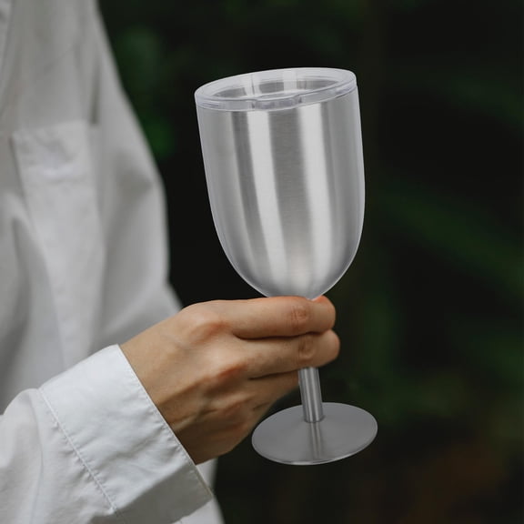 DEEPCRAFF Unique Drinking Glasses Water Goblet Silver Stainless Steel Heat Retention For Families 1Pack