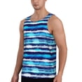 thumbnail image 2 of Honeii Ice Blue Stripes Pattern Men's Workout Tank Top Casual Sleeveless Gym Muscle Shirts Bodybuilding Tee-Medium, 2 of 7