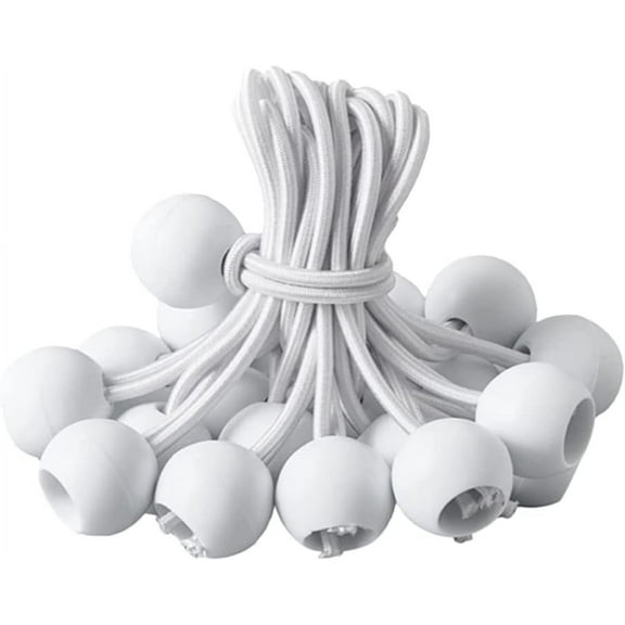 50Pack White Tarp Ball Bungee Cords 8 Inch, Heavy Duty Bungee Cord Balls Weather Resistant Canopy Tarp Tie Down
