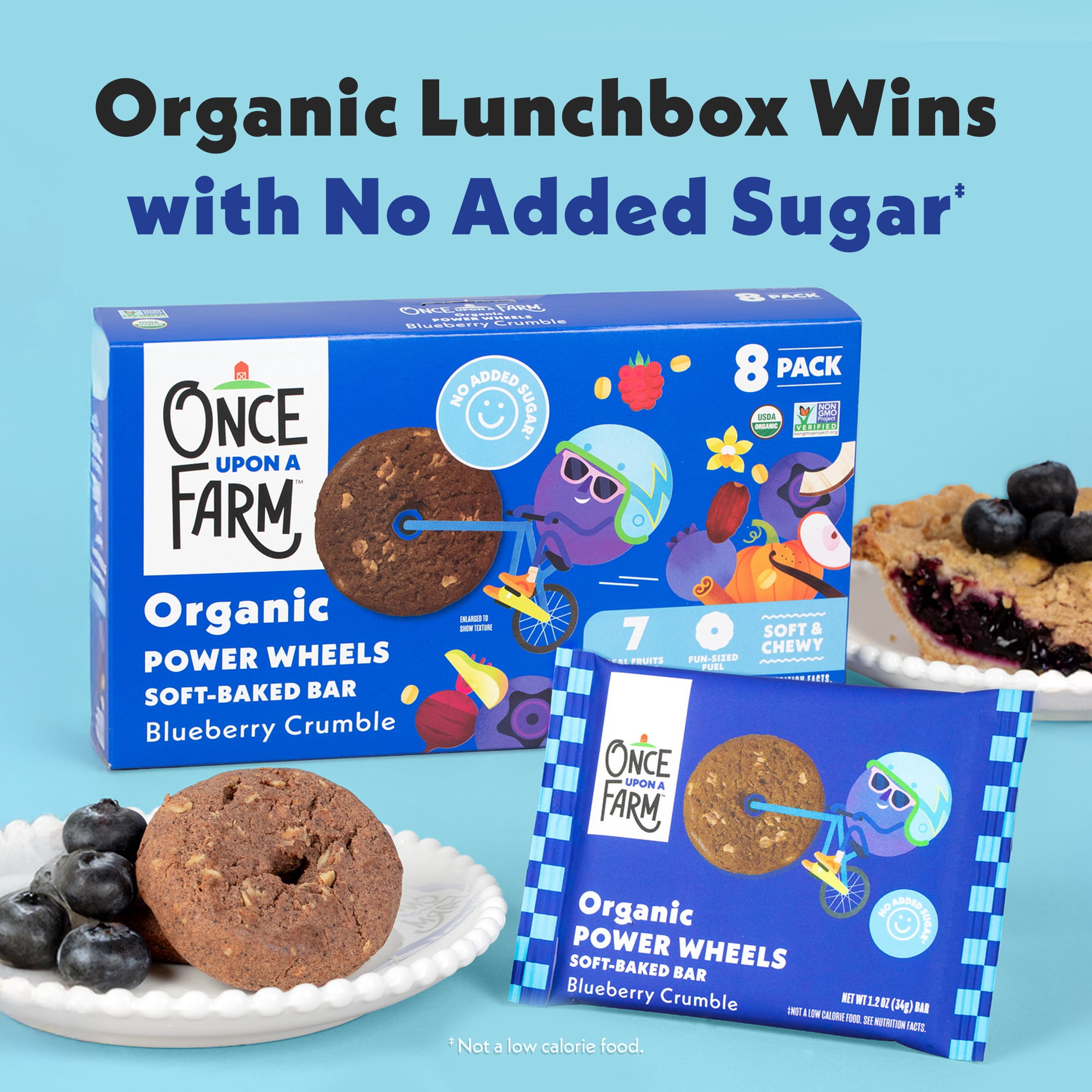 Once Upon a Farm Organic Power Wheel Kids' Snack Bars, Blueberry Crumble, 8ct